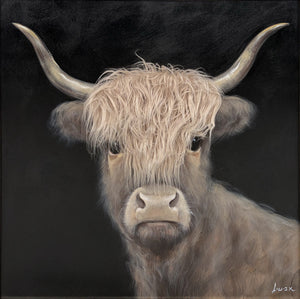 Aaibaar Olieverfschilderij met imitatiebond koe rechts 80x80 cm