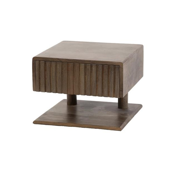 Nachtkastje 1 lade shelve Carve / Massief acacia drift brown