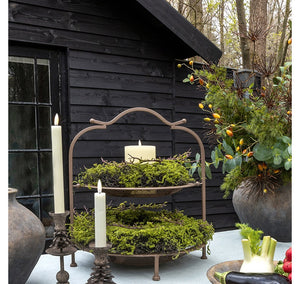 2 stuks LED Dinerkaars rustiek crème - 15 cm hoog + afstandsbediening (Countryfield)