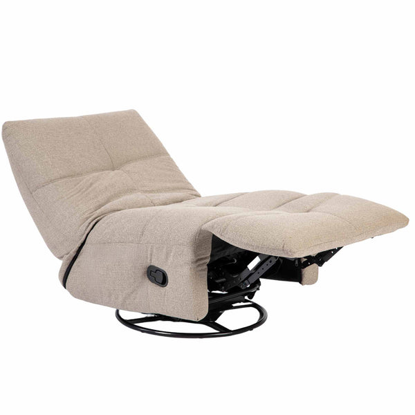 Relaxfauteuil Izzy handmatig & draaibaar met unieke schommelstand - Taupe stof