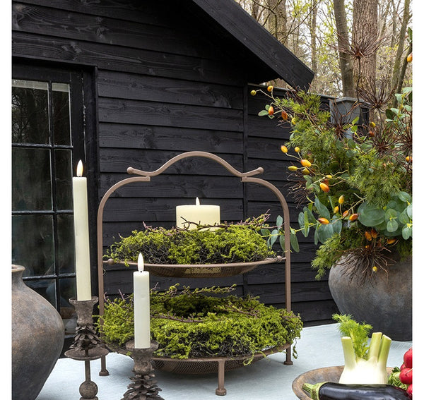 2 stuks LED Dinerkaars rustiek crème - 24 cm hoog + afstandsbediening (Countryfield)