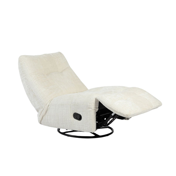 Relaxfauteuil Mila handmatig & draaibaar met unieke schommelstand - Witte stof (Off white)