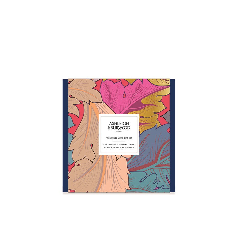 Ashleigh & Burwood Cadeauset  Geurlamp Golden Sunset goud + Moroccan Spice geurolie (NIEUW)