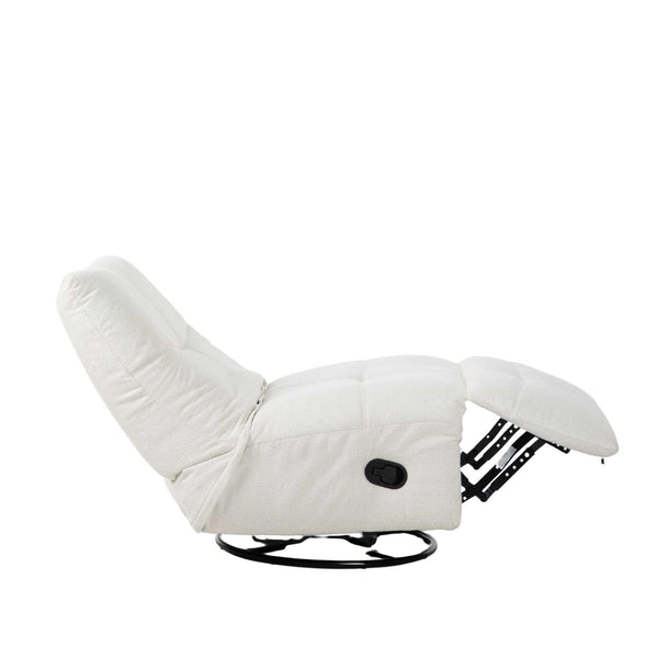 Relaxfauteuil Izzy handmatig & draaibaar met unieke schommelstand - Witte stof (Off white)