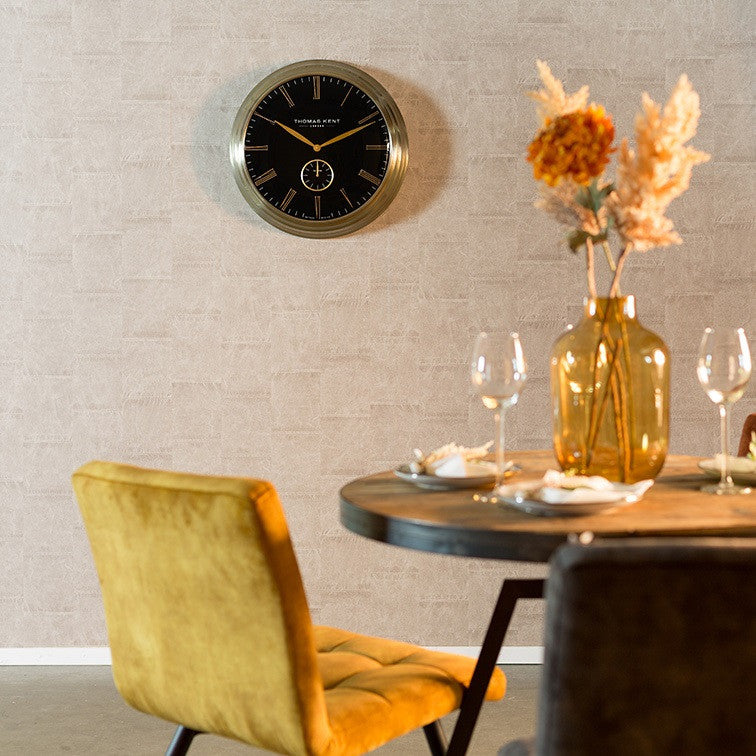 Thomas Kent wandklok "Timekeeper" No.9 rond Zwart/Goud  - Ø71 CM