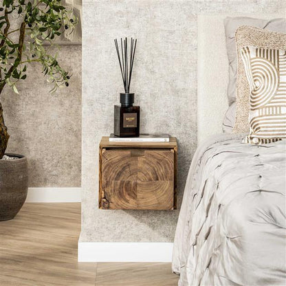 Nachtkastje 1L block zwevend / Massief acacia naturel van Idéco Design, foto 2