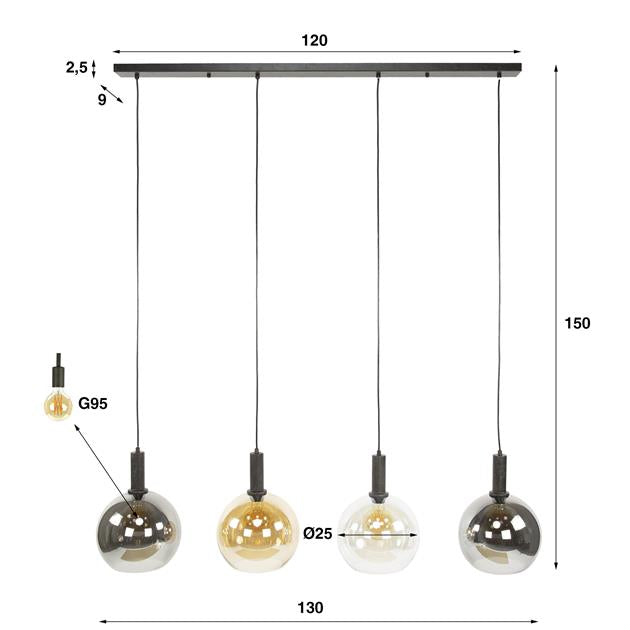 Hanglamp Sfera Tricolore 4-lichts / Artic zwart