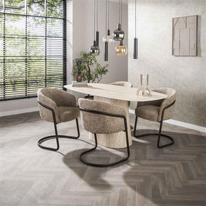 Eettafel Centro deens ovaal 180x90 cm / Keramiek travertin