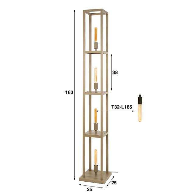 Vloerlamp Quadra 4-lichts / Beige
