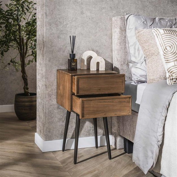 Nachtkastje 2 laden Frame / Massief acacia drift brown