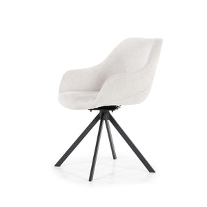 Eetkamerstoel Mamé Eleonora met armleuning - Beige stof Houston