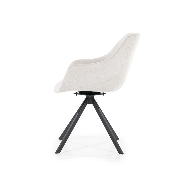 Eetkamerstoel Mamé Eleonora met armleuning - Beige stof Houston