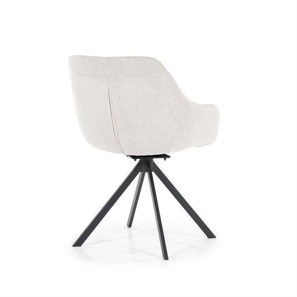 Eetkamerstoel Mamé Eleonora met armleuning - Beige stof Houston