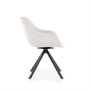 Eetkamerstoel Mamé Eleonora met armleuning - Beige stof Houston