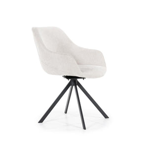 Eetkamerstoel Mamé Eleonora met armleuning - Beige stof Houston