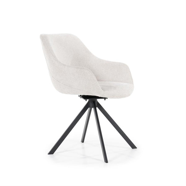 Eetkamerstoel Mamé Eleonora met armleuning - Beige stof Houston