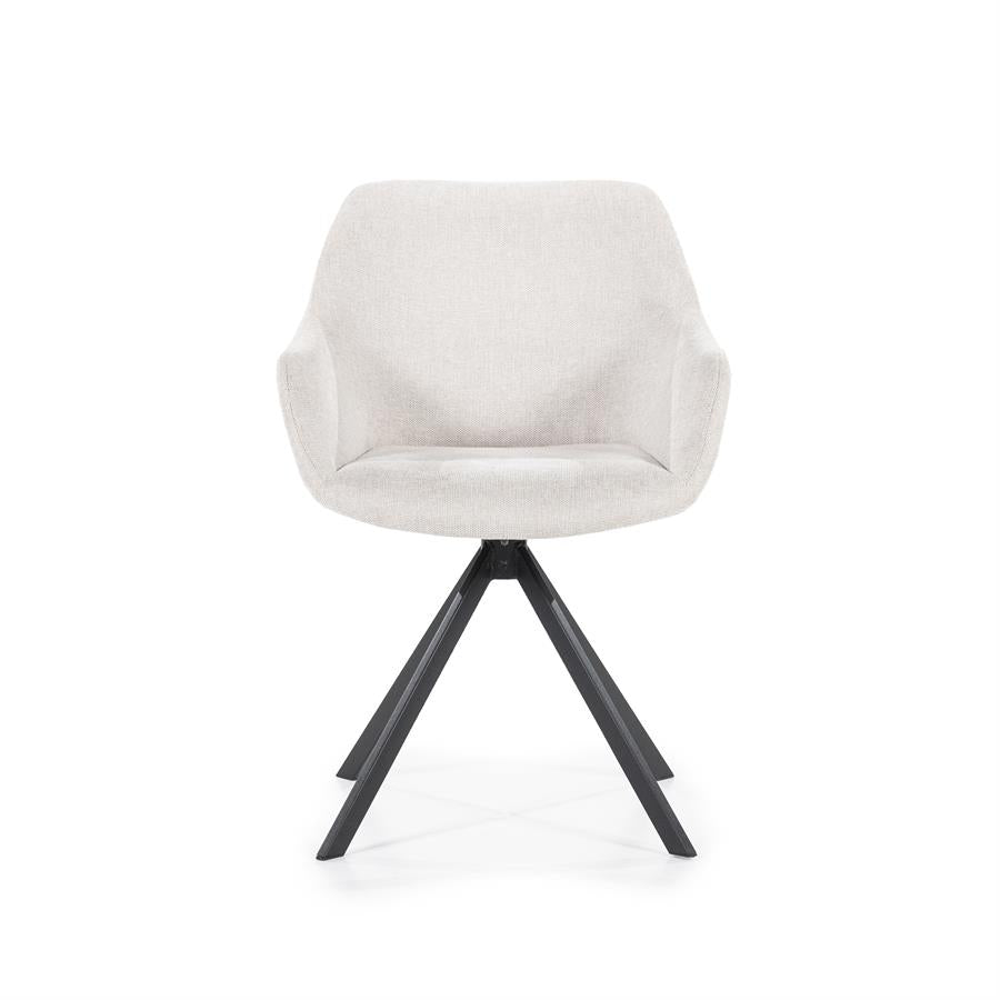 Eetkamerstoel Mamé Eleonora met armleuning - Beige stof Houston