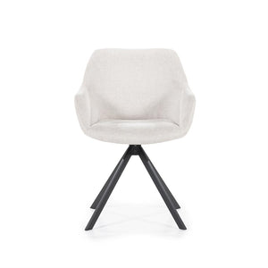 Eetkamerstoel Mamé Eleonora met armleuning - Beige stof Houston