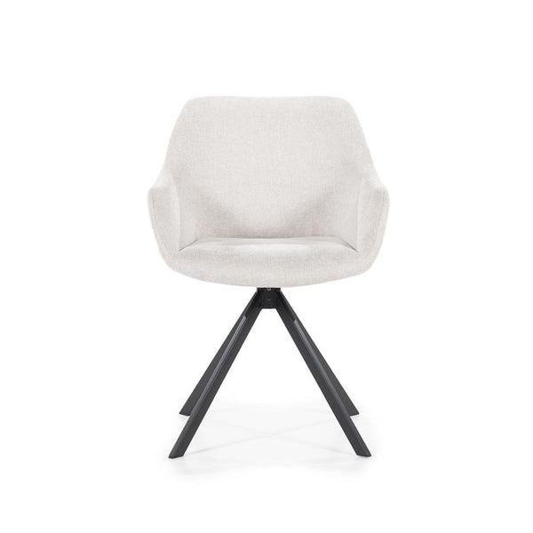 Eetkamerstoel Mamé Eleonora met armleuning - Beige stof Houston