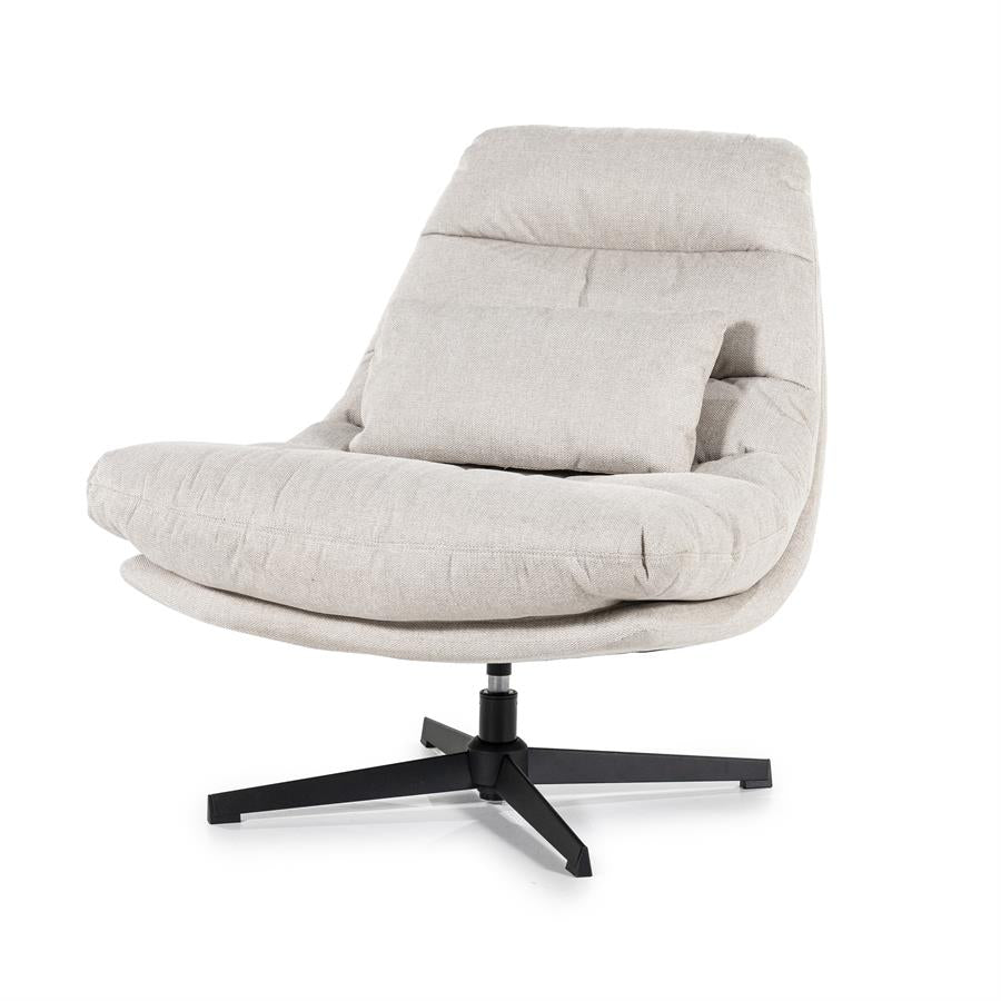 Fauteuil draaibaar ''Cooper'' Eleonora met kussen  zonder armleuning - Beige Houston stof