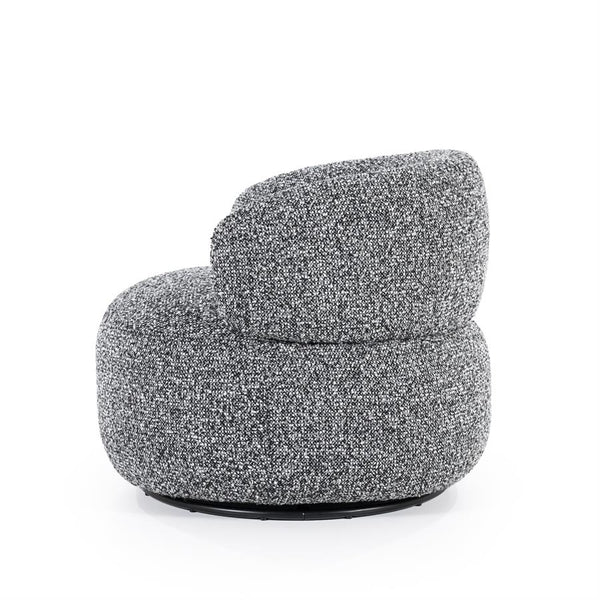 Fauteuil draaibaar "Maeve" Eleonora zonder armleuning - Zwart/grijze Maywood stof