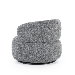 Fauteuil draaibaar "Maeve" Eleonora zonder armleuning - Zwart/grijze Maywood stof