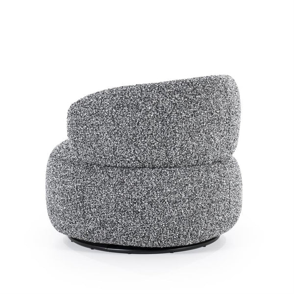 Fauteuil draaibaar "Maeve" Eleonora zonder armleuning - Zwart/grijze Maywood stof