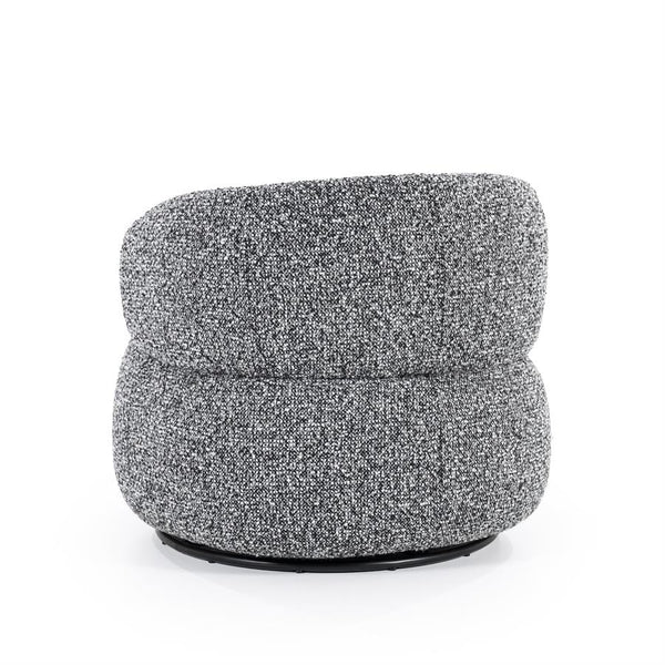 Fauteuil draaibaar "Maeve" Eleonora zonder armleuning - Zwart/grijze Maywood stof