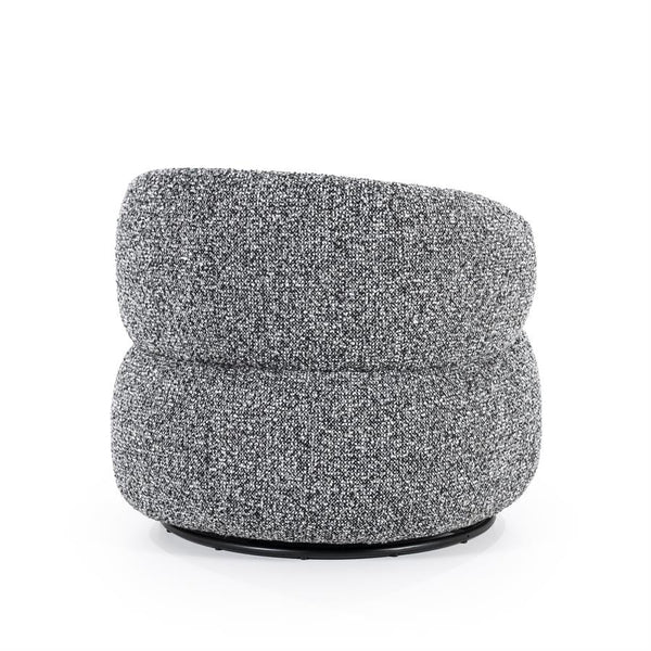 Fauteuil draaibaar "Maeve" Eleonora zonder armleuning - Zwart/grijze Maywood stof