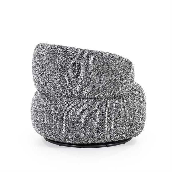 Fauteuil draaibaar "Maeve" Eleonora zonder armleuning - Zwart/grijze Maywood stof