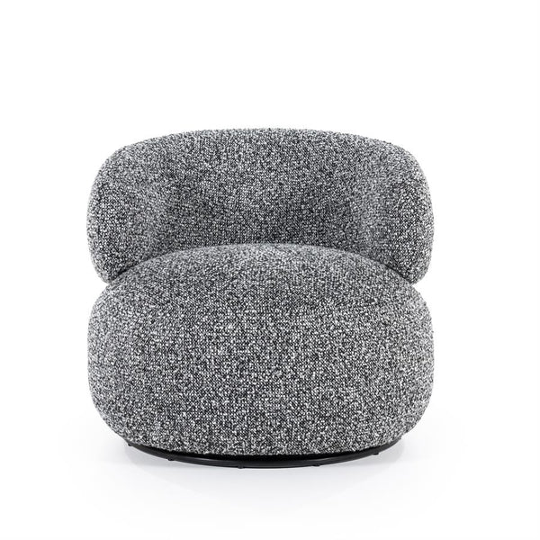 Fauteuil draaibaar "Maeve" Eleonora zonder armleuning - Zwart/grijze Maywood stof