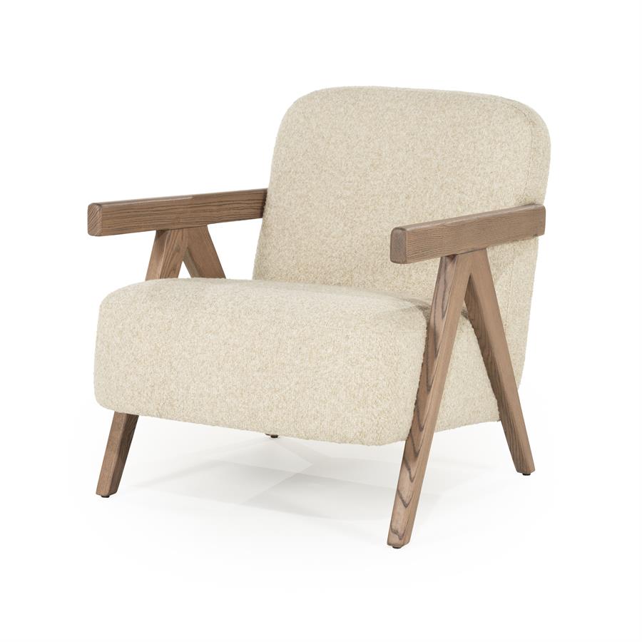 Fauteuil "Francis" Eleonora met arm - Beige stof flou