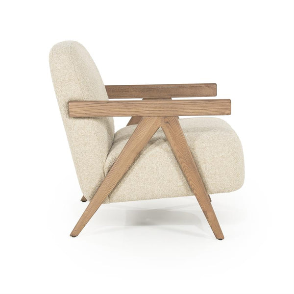 Fauteuil "Francis" Eleonora met arm - Beige stof flou