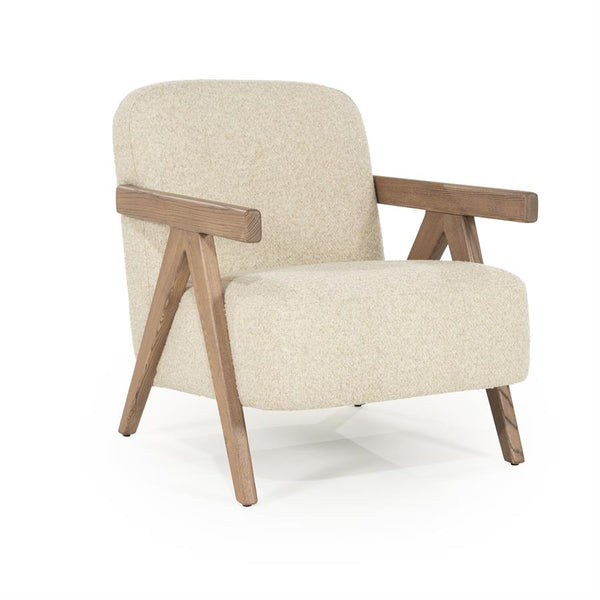Fauteuil "Francis" Eleonora met arm - Beige stof flou