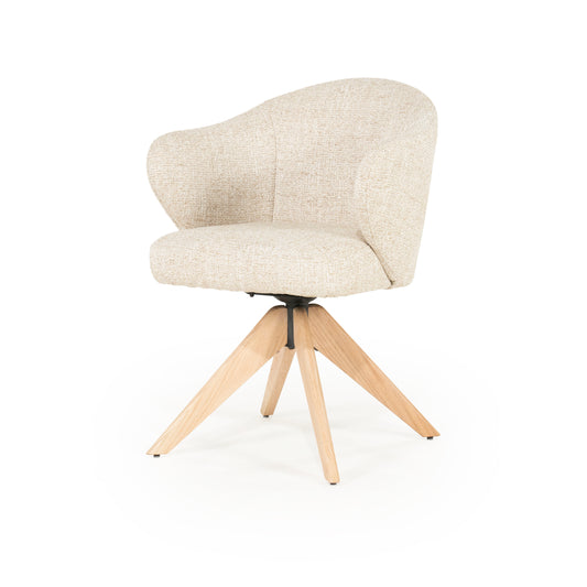Stoel Connor Eleonora naturel houten poot met draaifunctie - Beige Donna