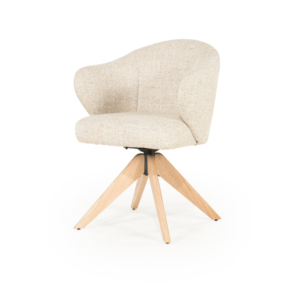 Stoel Connor Eleonora naturel houten poot met draaifunctie - Beige Donna