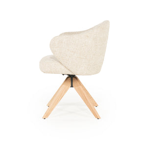 Stoel Connor Eleonora naturel houten poot met draaifunctie - Beige Donna