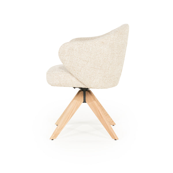 Stoel Connor Eleonora naturel houten poot met draaifunctie - Beige Donna