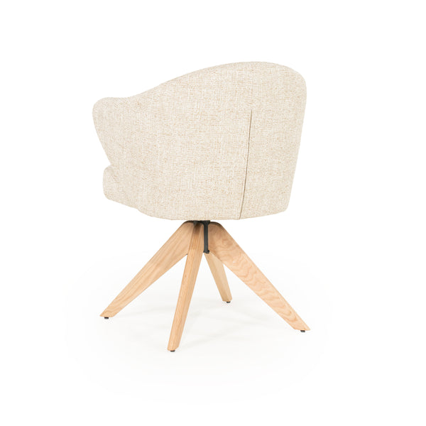 Stoel Connor Eleonora naturel houten poot met draaifunctie - Beige Donna