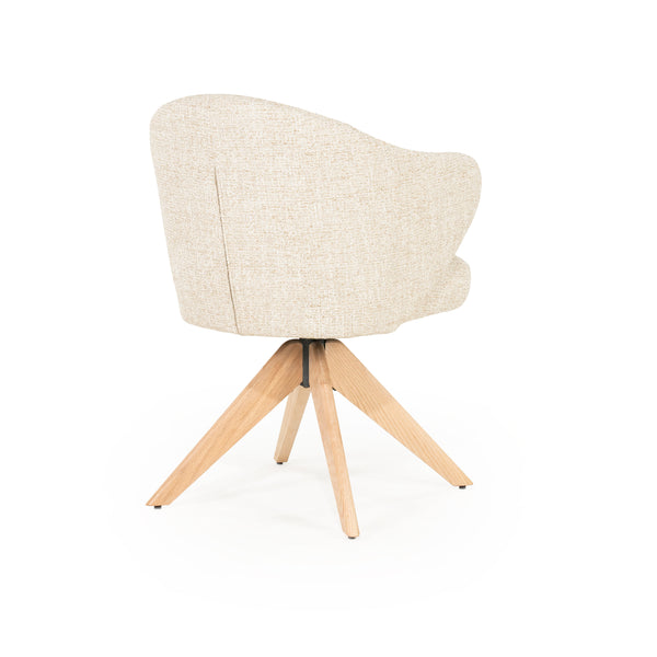 Stoel Connor Eleonora naturel houten poot met draaifunctie - Beige Donna