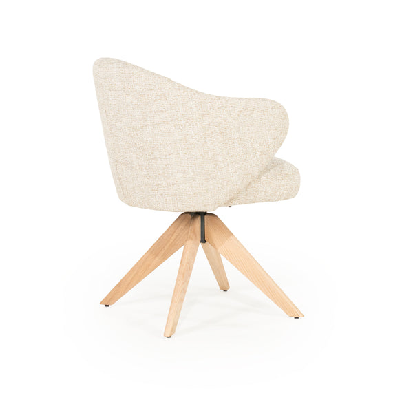 Stoel Connor Eleonora naturel houten poot met draaifunctie - Beige Donna