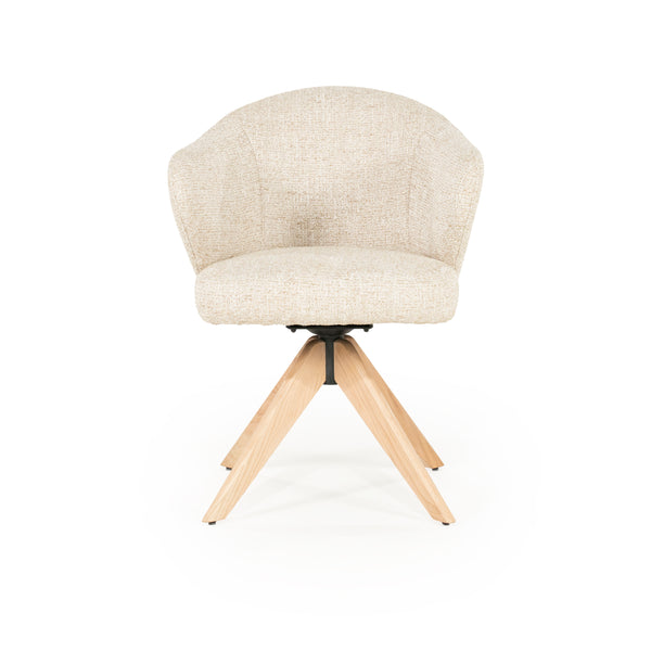 Stoel Connor Eleonora naturel houten poot met draaifunctie - Beige Donna