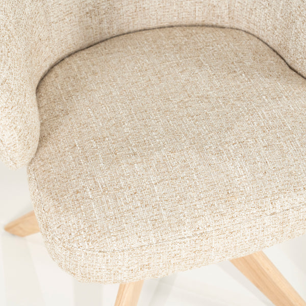 Stoel Connor Eleonora naturel houten poot met draaifunctie - Beige Donna