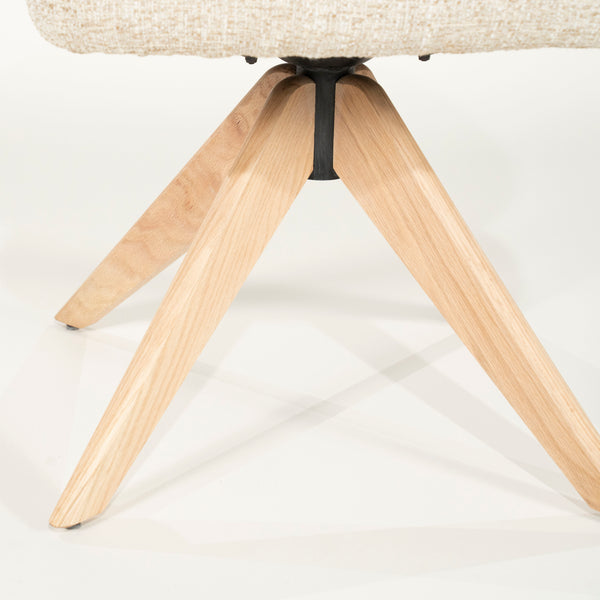 Stoel Connor Eleonora naturel houten poot met draaifunctie - Beige Donna