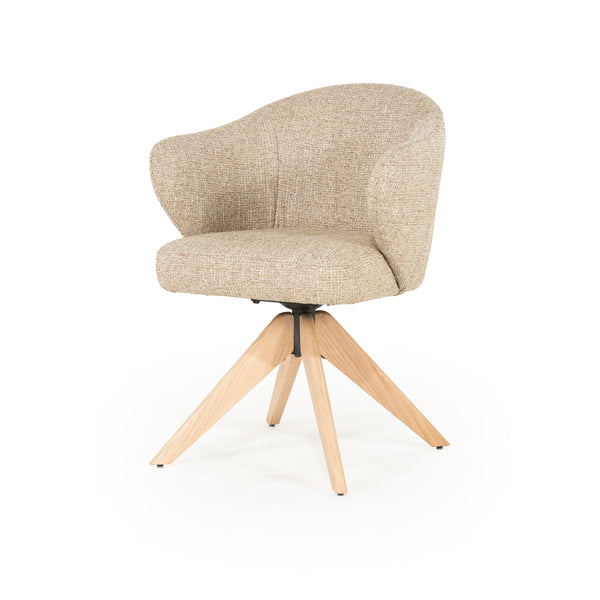 Stoel Connor Eleonora naturel houten poot met draaifunctie - Taupe Donna