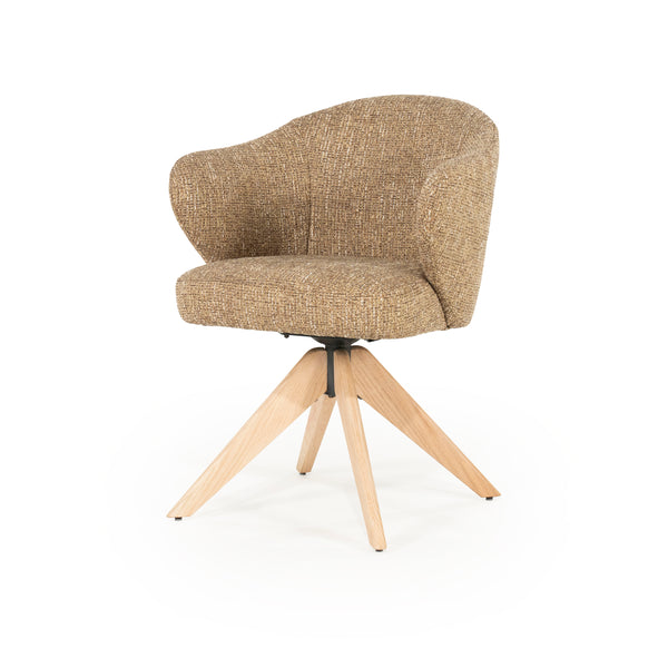 Stoel Connor Eleonora naturel houten poot met draaifunctie - mosterd Donna