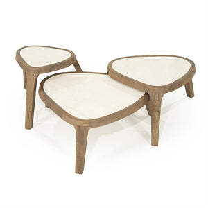 Combideal : Salontafel set  Fred Eleonora 3 delig - Mangohout & marmer