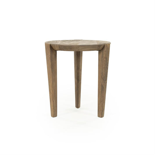 Bijzettafel Davina Eleonora 40 cm rond - Geborsteld mangohout