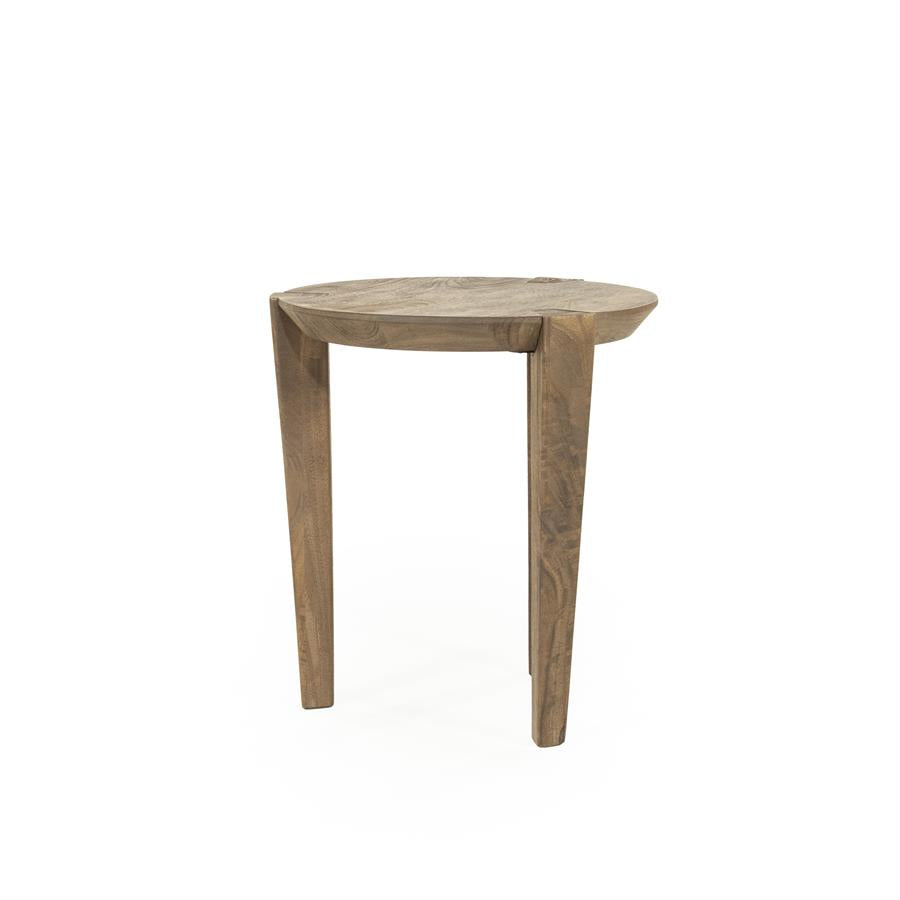 Bijzettafel Davina Eleonora 40 cm rond - Geborsteld mangohout