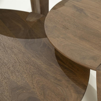 Combideal : Salontafel set Davina Eleonora 3-delig rond - Geborsteld mangohout, foto 5